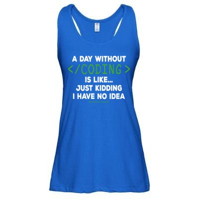 A Day Without Coding Funny Computer Programmer Coder Gift Ladies Essential Flowy Tank