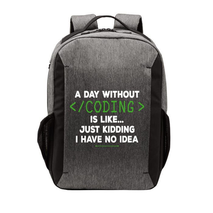 A Day Without Coding Funny Computer Programmer Coder Gift Vector Backpack