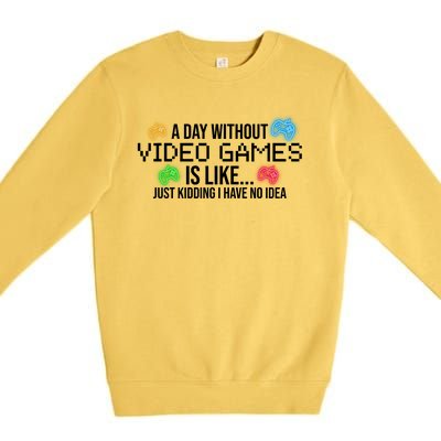 A Day Without Video Games Funny Gamer Premium Crewneck Sweatshirt