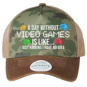 A Day Without Video Games Funny Gamer Legacy Tie Dye Trucker Hat