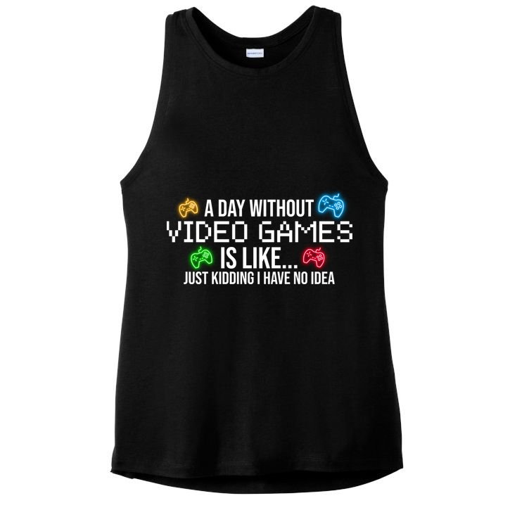 A Day Without Video Games Funny Gamer Ladies PosiCharge Tri-Blend Wicking Tank