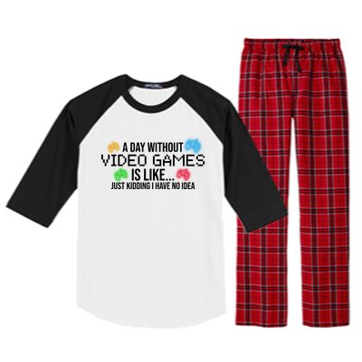 A Day Without Video Games Funny Gamer Raglan Sleeve Pajama Set