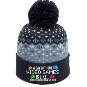 A Day Without Video Games Funny Gamer The Baniff Cuffed Pom Beanie