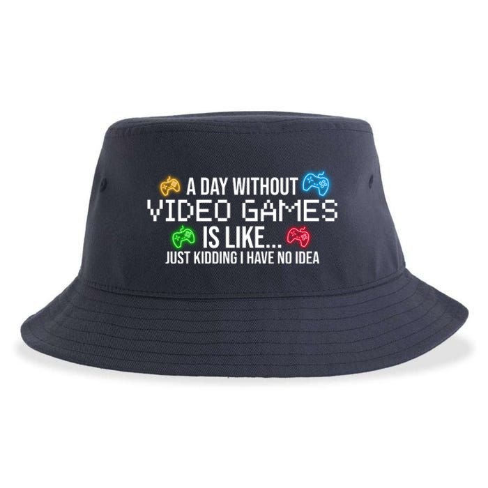 A Day Without Video Games Funny Gamer Sustainable Bucket Hat