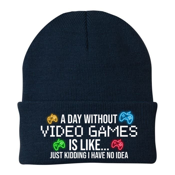 A Day Without Video Games Funny Gamer Knit Cap Winter Beanie