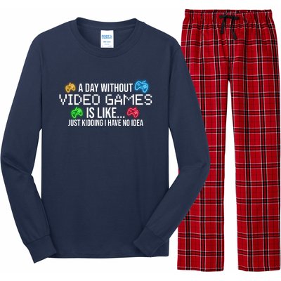 A Day Without Video Games Funny Gamer Long Sleeve Pajama Set