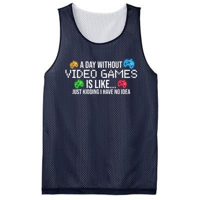 A Day Without Video Games Funny Gamer Mesh Reversible Basketball Jersey Tank