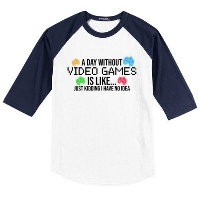 A Day Without Video Games Funny Gamer Baseball Sleeve Shirt