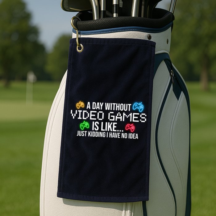 A Day Without Video Games Funny Gamer Golf Towel