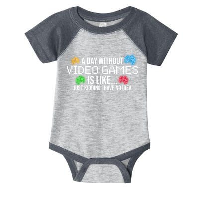 A Day Without Video Games Funny Gamer Infant Baby Jersey Bodysuit