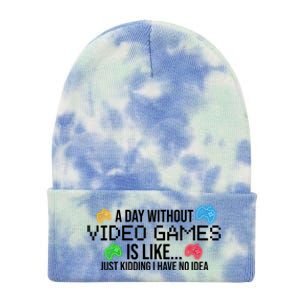 A Day Without Video Games Funny Gamer Tie Dye 12in Knit Beanie