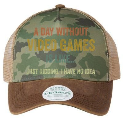 A Day Without Video Games Is Like Funny Gamer Gifts Gaming Legacy Tie Dye Trucker Hat