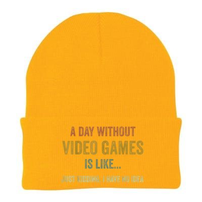 A Day Without Video Games Is Like Funny Gamer Gifts Gaming Knit Cap Winter Beanie