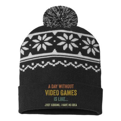 A Day Without Video Games Is Like Funny Gamer Gifts Gaming USA-Made Snowflake Beanie