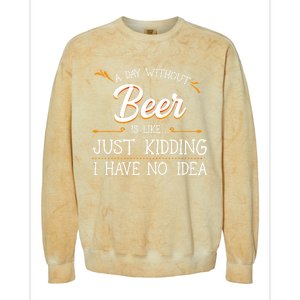 A Day Without Beer Is Like Just Ding I Have No Idea Funny Gift Colorblast Crewneck Sweatshirt