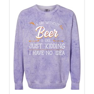 A Day Without Beer Is Like Just Ding I Have No Idea Gift Colorblast Crewneck Sweatshirt