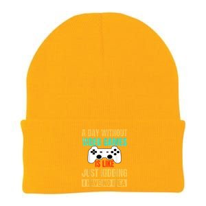 A Day Without Video Games Is Like Funny Gamer Gifts Gaming Knit Cap Winter Beanie