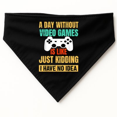 A Day Without Video Games Is Like Funny Gamer Gifts Gaming USA-Made Doggie Bandana