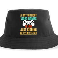 A Day Without Video Games Is Like Funny Gamer Gifts Gaming Sustainable Bucket Hat