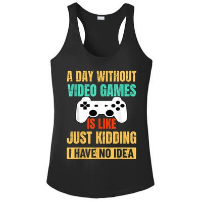 A Day Without Video Games Is Like Funny Gamer Gifts Gaming Ladies PosiCharge Competitor Racerback Tank