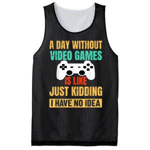 A Day Without Video Games Is Like Funny Gamer Gifts Gaming Mesh Reversible Basketball Jersey Tank