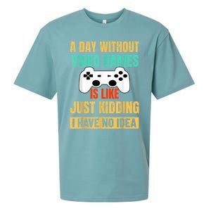 A Day Without Video Games Is Like Funny Gamer Gifts Gaming Sueded Cloud Jersey T-Shirt