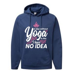 A Day Without Yoga Is Like I Have No Idea Gift Performance Fleece Hoodie