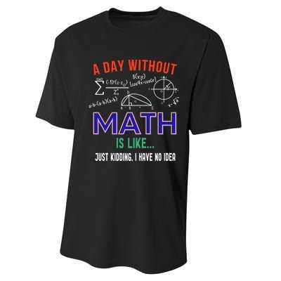 A Day Without Math Is Like Math Gift Performance Sprint T-Shirt