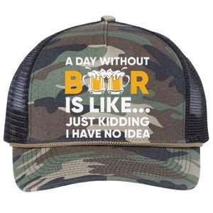 A Day Without Beer Is Like Just Kidding I Have No Idea Retro Rope Trucker Hat Cap