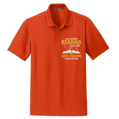 A Day Without Reading Cute Gift Book Lover Gift Dry Zone Grid Polo