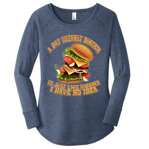 A Day Whithout Burger Is Just Like Hamburger Cheeseburger Gift Women's Perfect Tri Tunic Long Sleeve Shirt