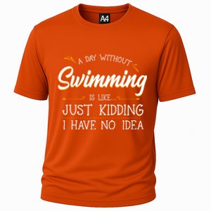 A Day Without Swimming Lover Swim Athlete Coach Swimmer Cool Gift Cooling Performance Crew T-Shirt