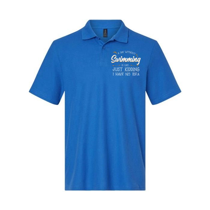 A Day Without Swimming Lover Swim Athlete Coach Swimmer Cool Gift Softstyle Adult Sport Polo