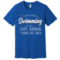 A Day Without Swimming Lover Swim Athlete Coach Swimmer Cool Gift Premium T-Shirt