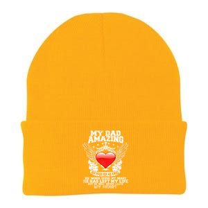 Amazing Dad Wings Cover My Heart Fathers Remembrance Gift Knit Cap Winter Beanie