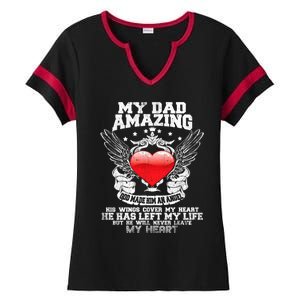 Amazing Dad Wings Cover My Heart Fathers Remembrance Gift Ladies Halftime Notch Neck Tee