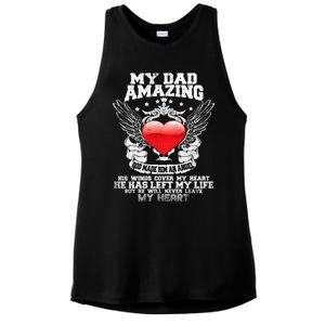 Amazing Dad Wings Cover My Heart Fathers Remembrance Gift Ladies PosiCharge Tri-Blend Wicking Tank