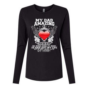 Amazing Dad Wings Cover My Heart Fathers Remembrance Gift Womens Cotton Relaxed Long Sleeve T-Shirt