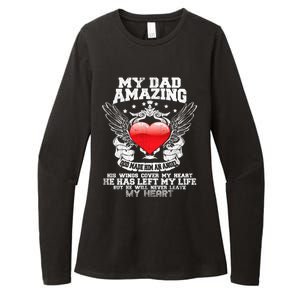 Amazing Dad Wings Cover My Heart Fathers Remembrance Gift Womens CVC Long Sleeve Shirt