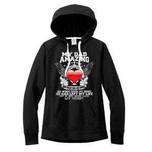 Amazing Dad Wings Cover My Heart Fathers Remembrance Gift Women's Fleece Hoodie