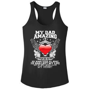 Amazing Dad Wings Cover My Heart Fathers Remembrance Gift Ladies PosiCharge Competitor Racerback Tank