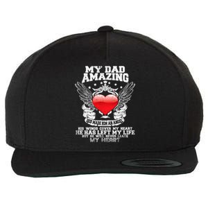 Amazing Dad Wings Cover My Heart Fathers Remembrance Gift Wool Snapback Cap