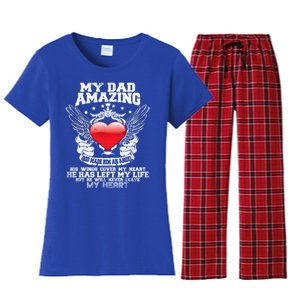 Amazing Dad Wings Cover My Heart Fathers Remembrance Gift Women's Flannel Pajama Set