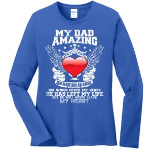 Amazing Dad Wings Cover My Heart Fathers Remembrance Gift Ladies Long Sleeve Shirt