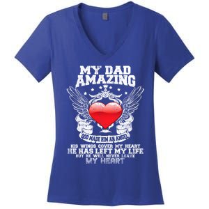 Amazing Dad Wings Cover My Heart Fathers Remembrance Gift Women's V-Neck T-Shirt