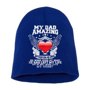 Amazing Dad Wings Cover My Heart Fathers Remembrance Gift Short Acrylic Beanie