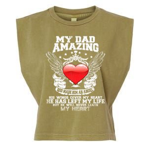 Amazing Dad Wings Cover My Heart Fathers Remembrance Gift Garment-Dyed Women's Muscle Tee