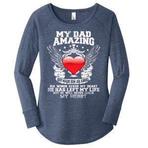 Amazing Dad Wings Cover My Heart Fathers Remembrance Gift Women's Perfect Tri Tunic Long Sleeve Shirt