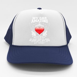 Amazing Dad Wings Cover My Heart Fathers Remembrance Gift Trucker Hat