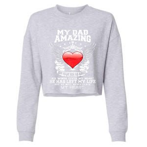 Amazing Dad Wings Cover My Heart Fathers Remembrance Gift Cropped Pullover Crew